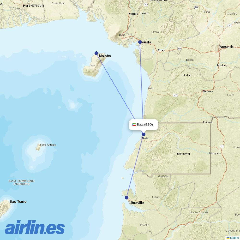 Cronos Airlines at BSG route map