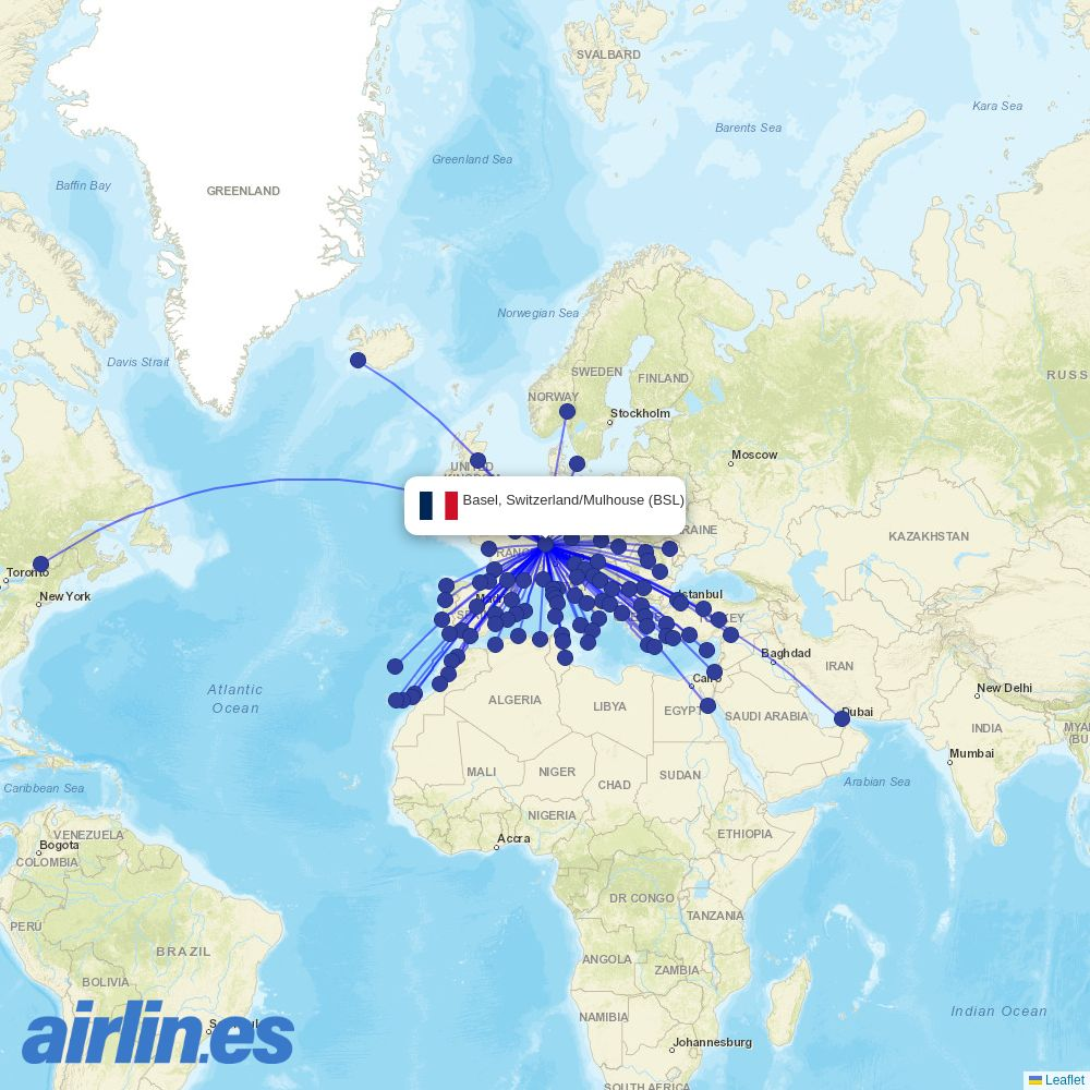 Comlux Aruba at BSL route map