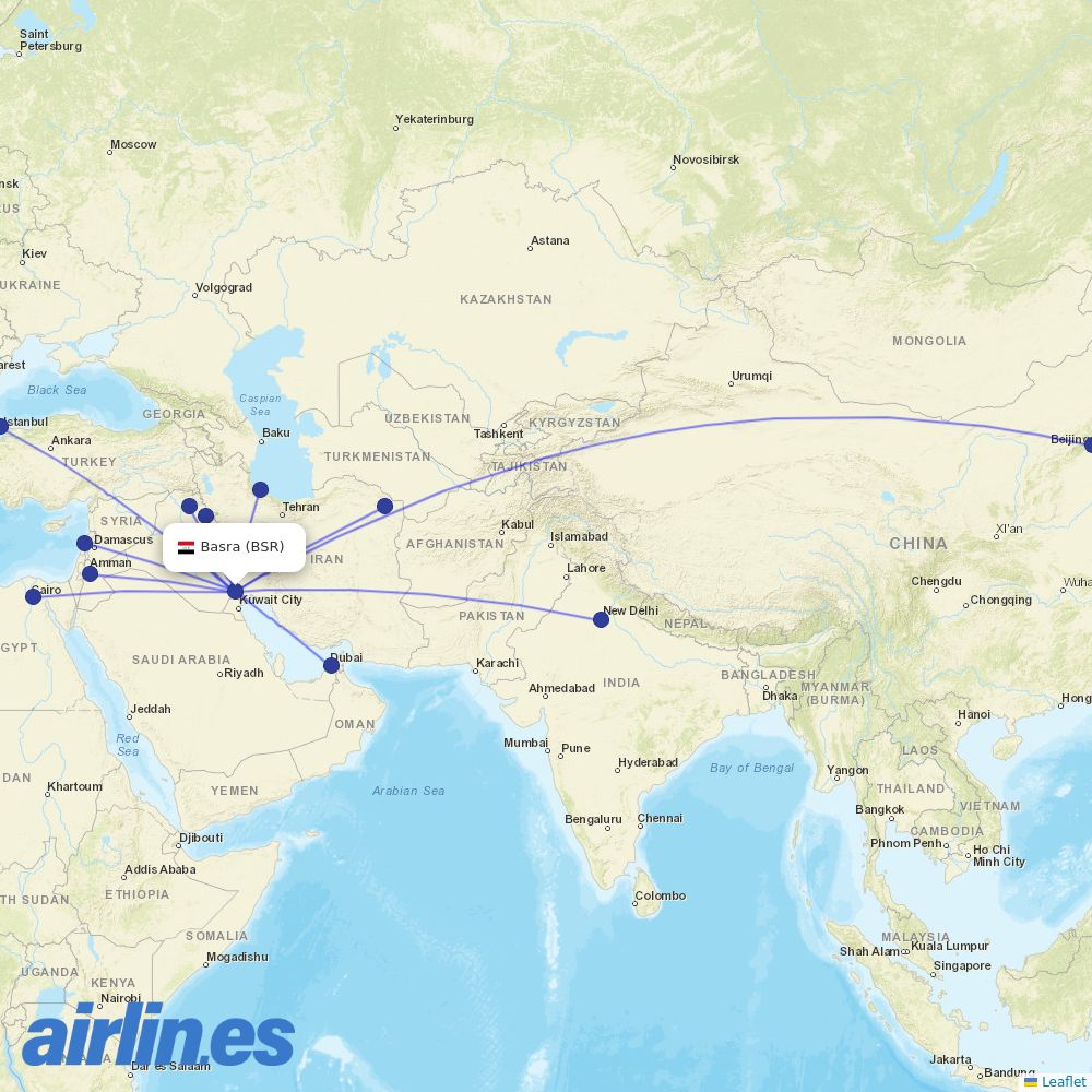 Iraqi Airways at BSR route map