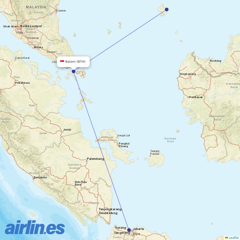 Nam Air from Hang Nadim destination map