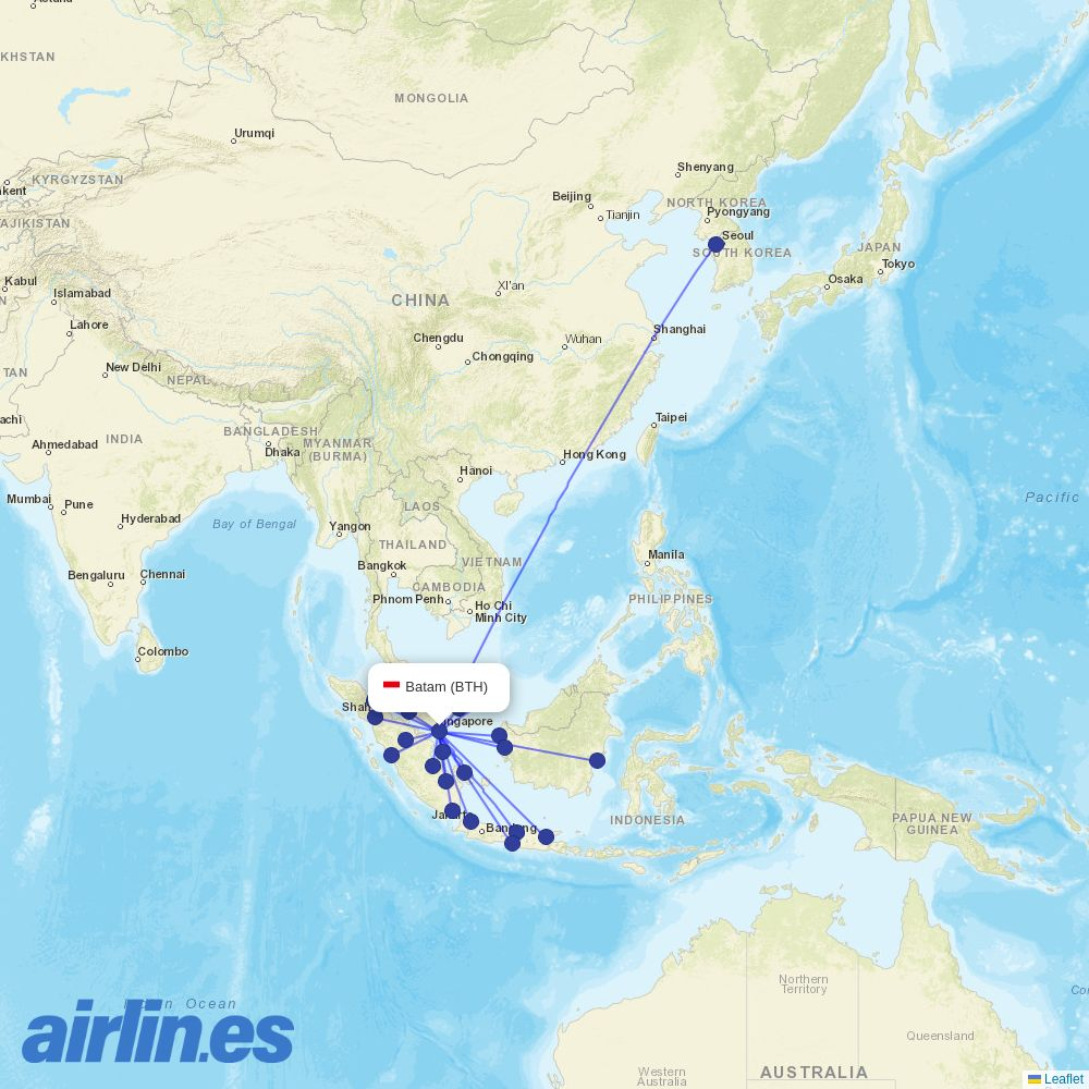 Lion Air at BTH route map