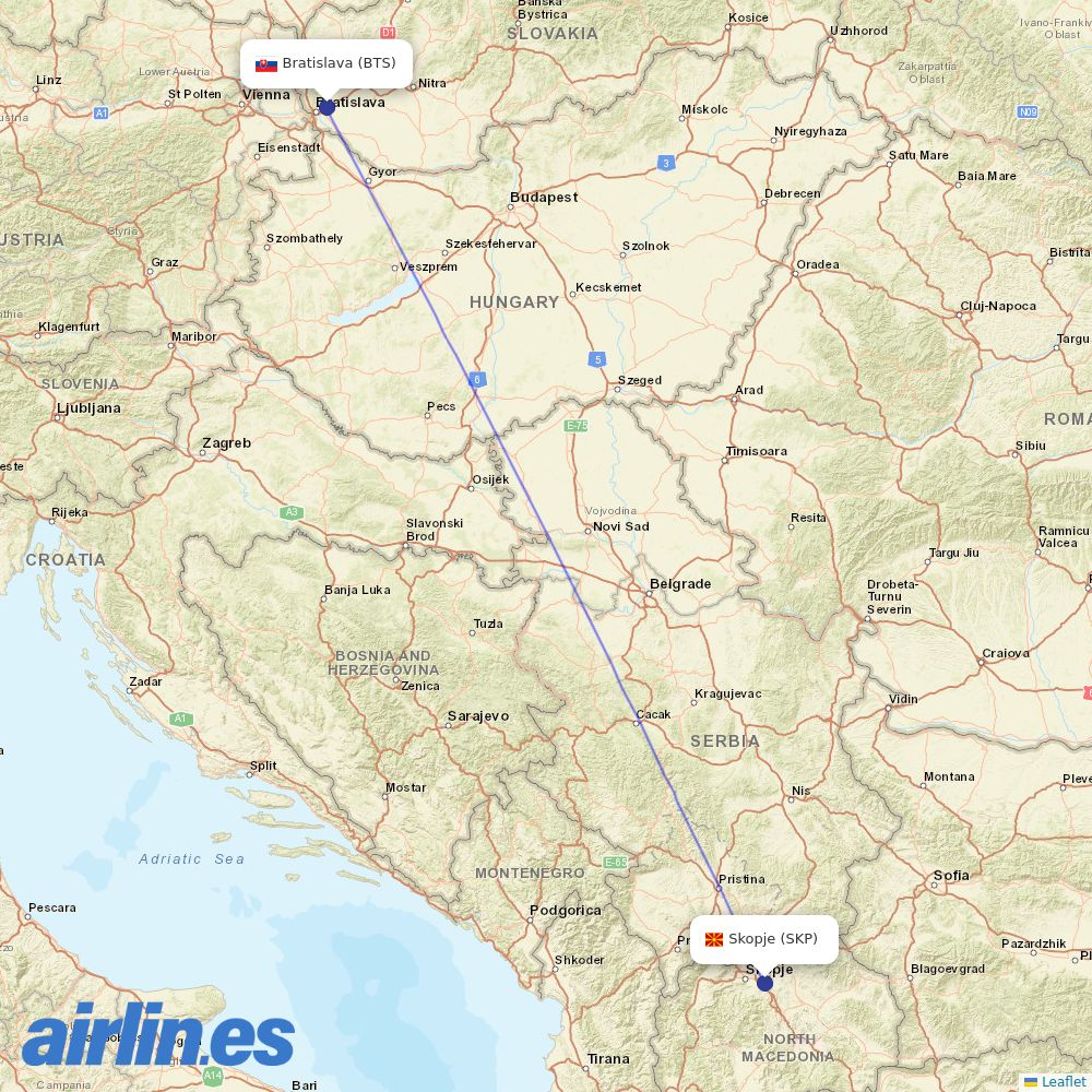 Wizz Air at BTS route map