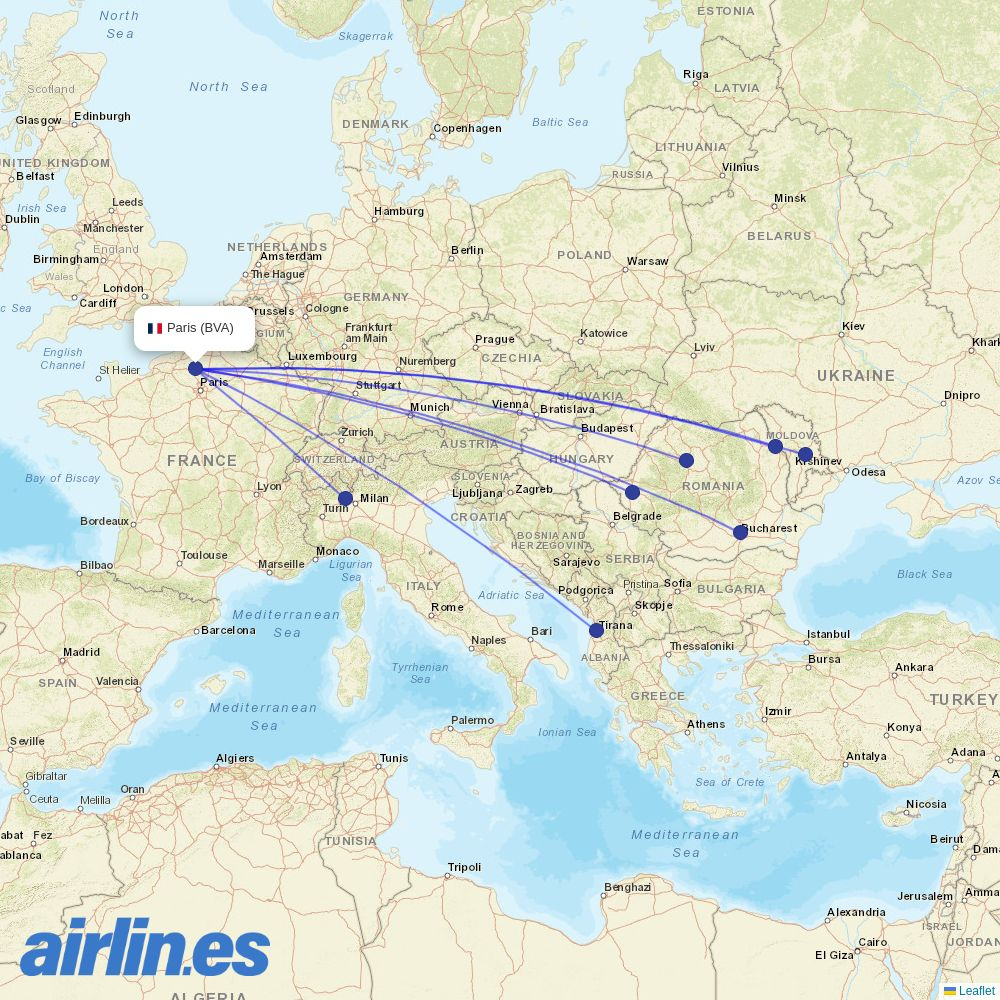 Wizz Air Malta from Beauvais–Tillé Airport destination map