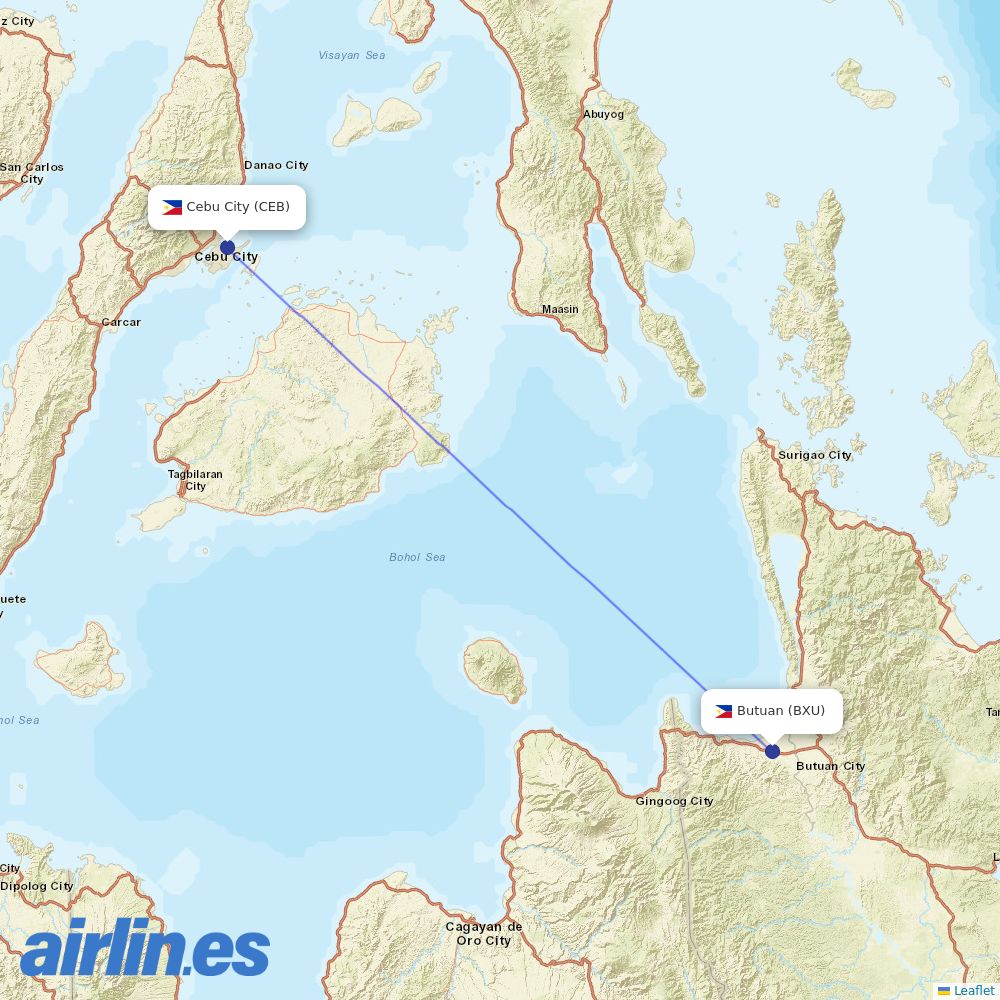 Cebgo at BXU route map