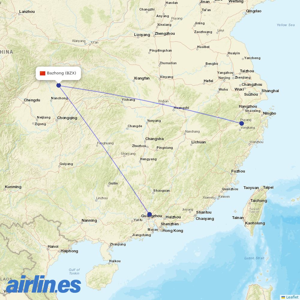 China Southern Airlines from Enyang Airport destination map