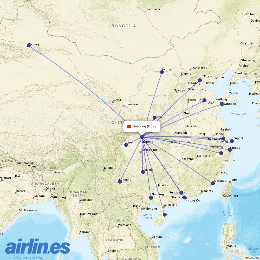 Gestair from Enyang Airport destination map