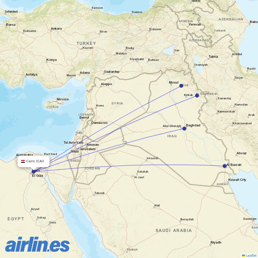 Iraqi Airways at CAI route map