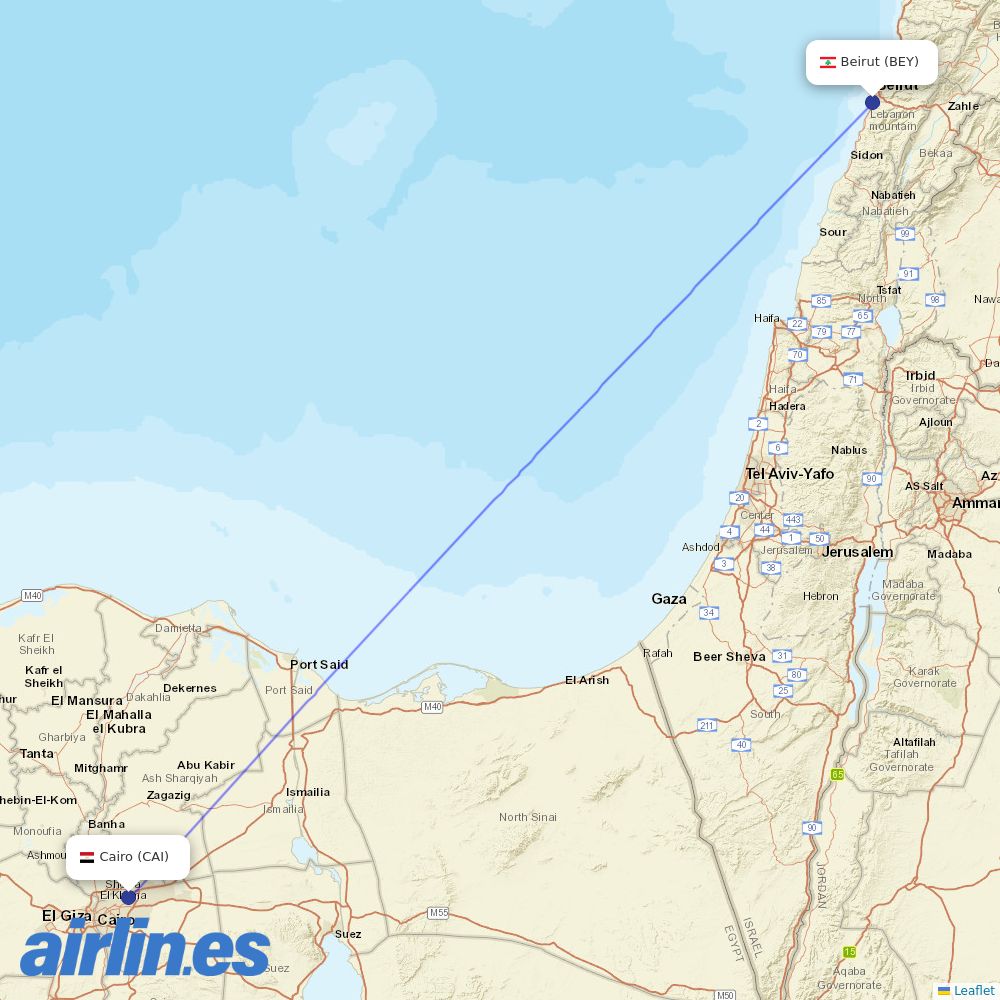 Middle East Airlines at CAI route map