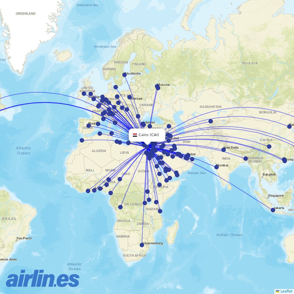 Nile Air from Cairo International Airport destination map