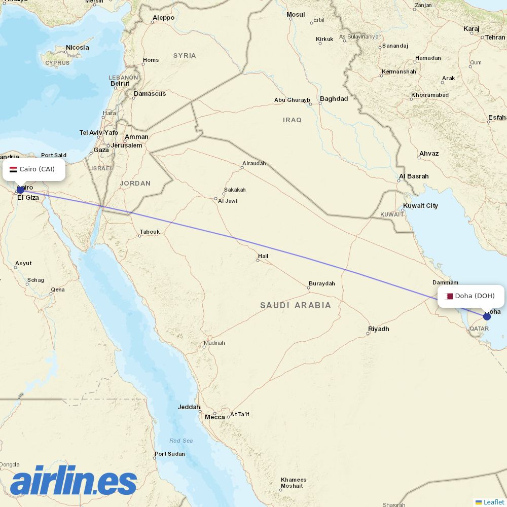Qatar Airways at CAI route map