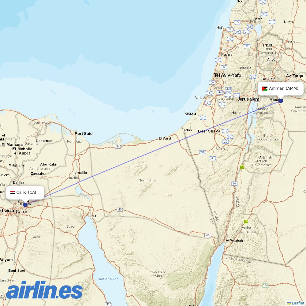 Jordan Aviation at CAI route map