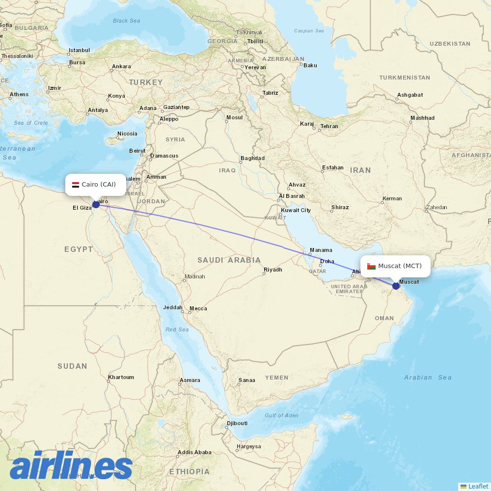 Oman Air at CAI route map
