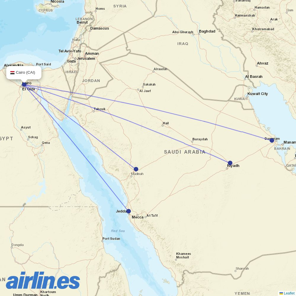 Flynas at CAI route map