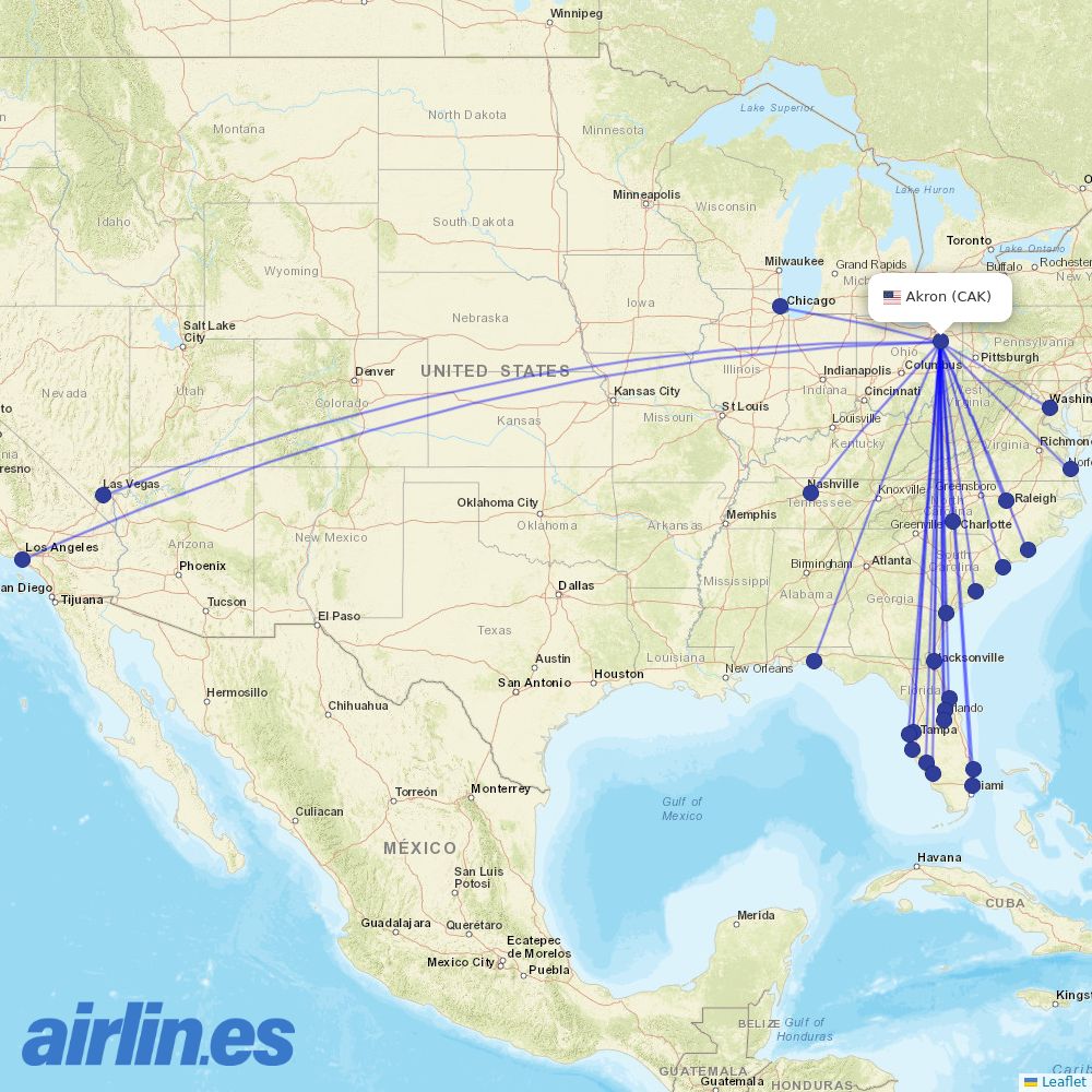 Breeze at CAK route map
