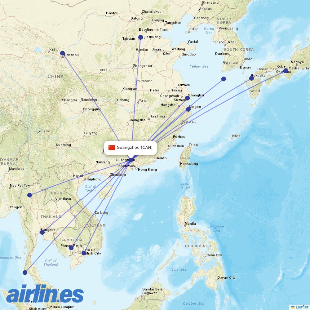 Spring Airlines at CAN route map