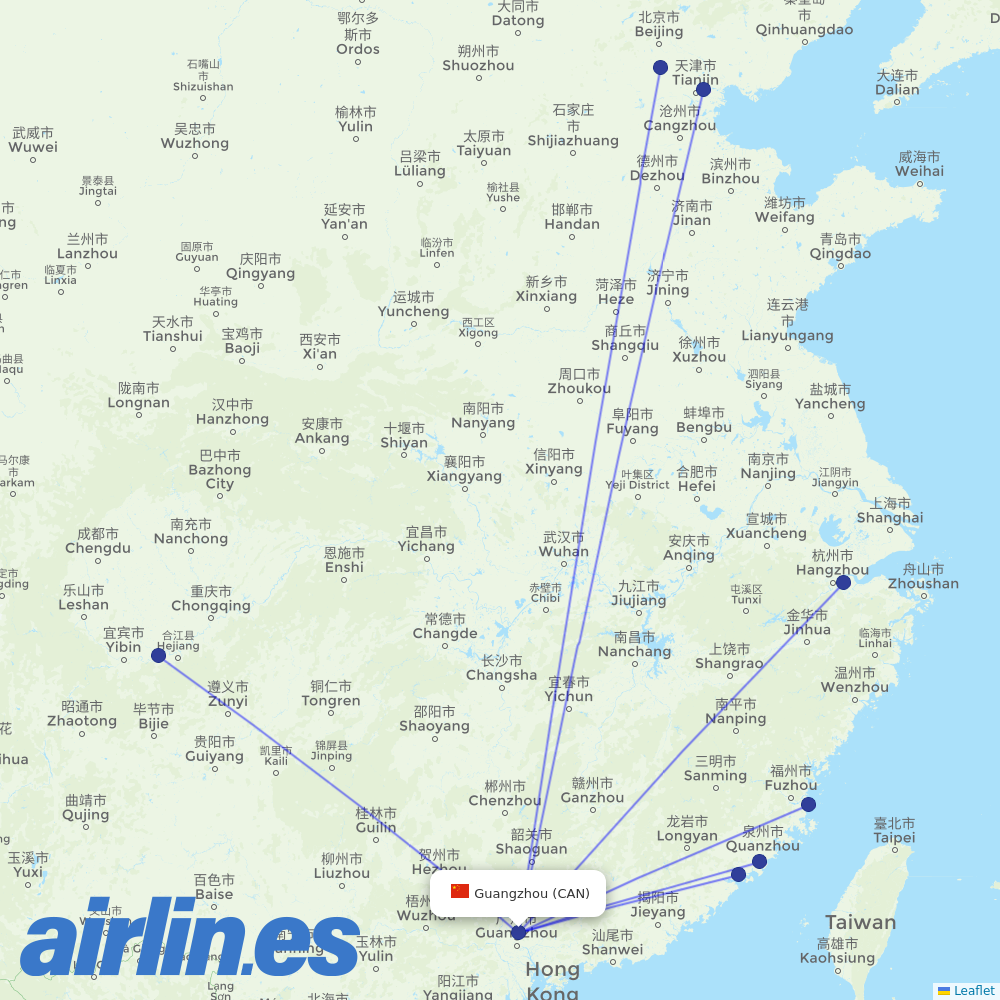XiamenAir at CAN route map
