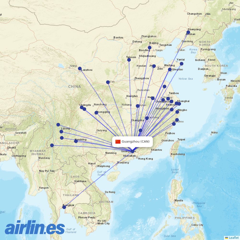 China Eastern at CAN route map