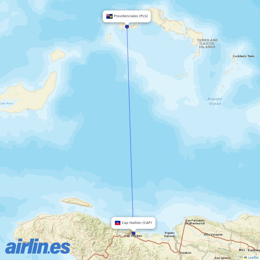 Caicos Express Airways from Hugo Chavez International Airport destination map
