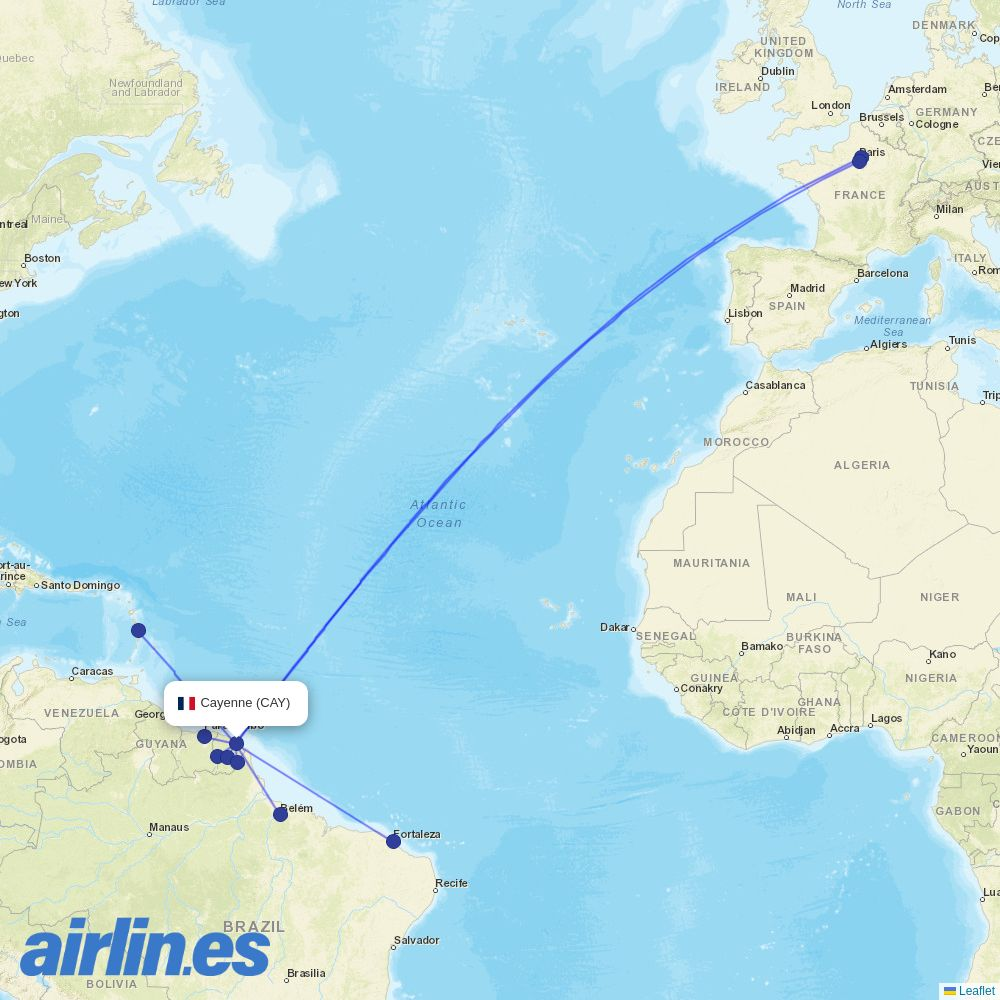 GoAir from Rochambeau destination map