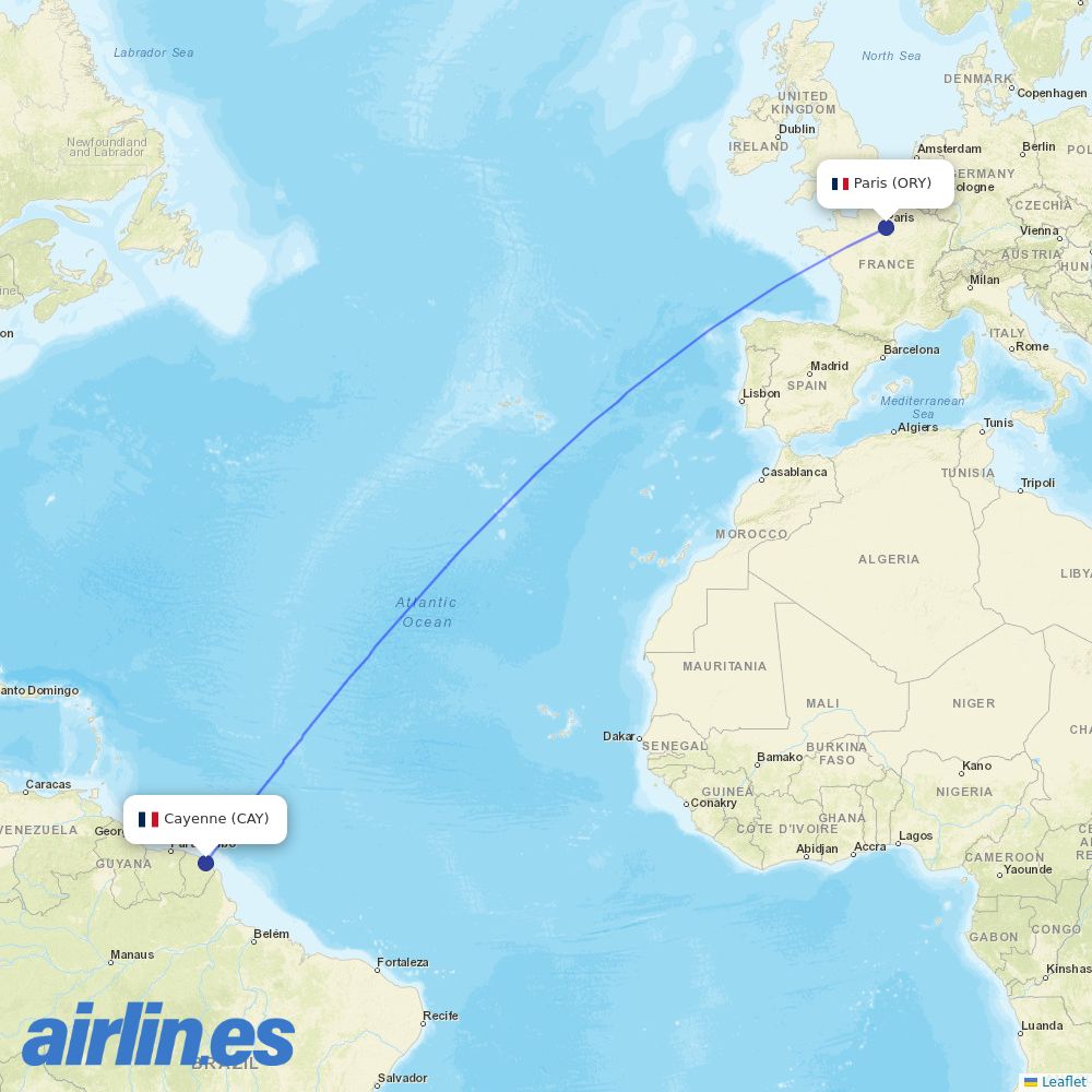 Air Caraibes at CAY route map