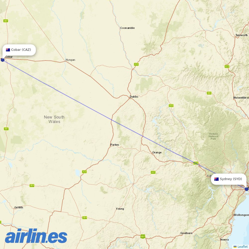 FlyPelican at CAZ route map