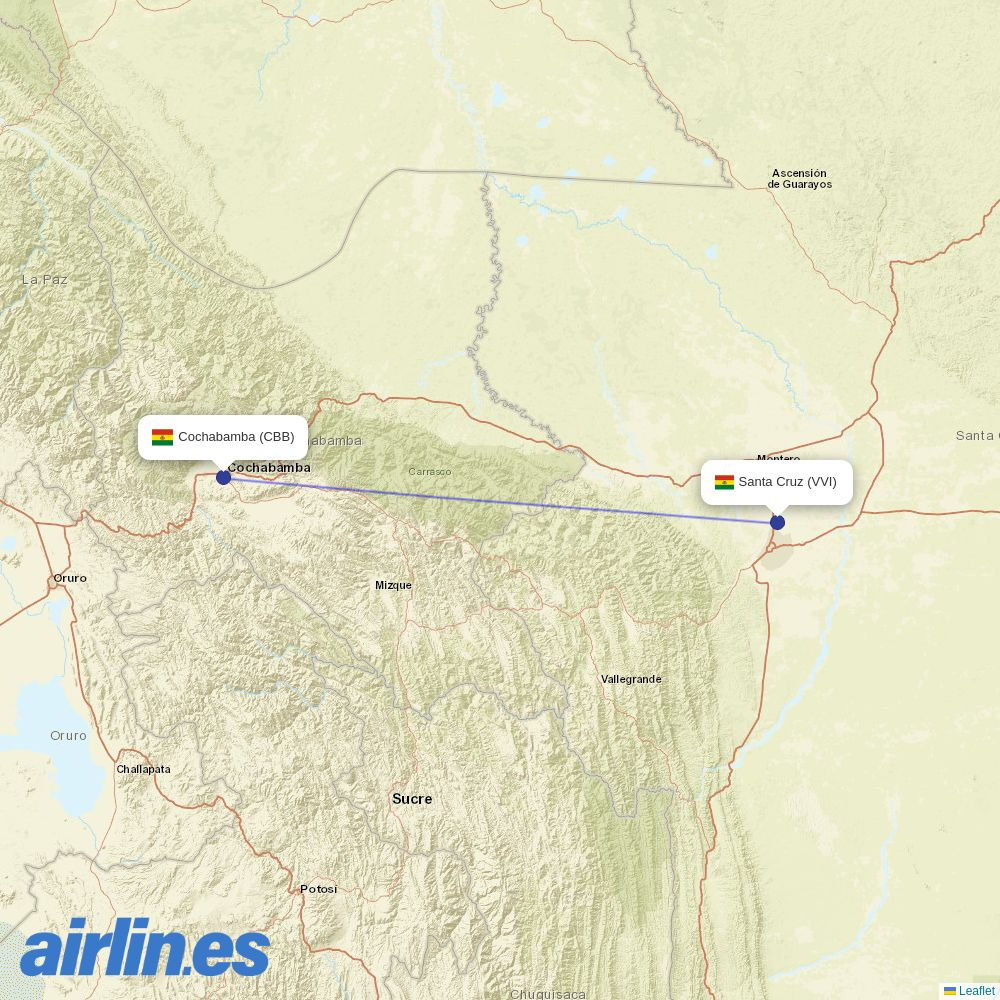 EcoJet at CBB route map
