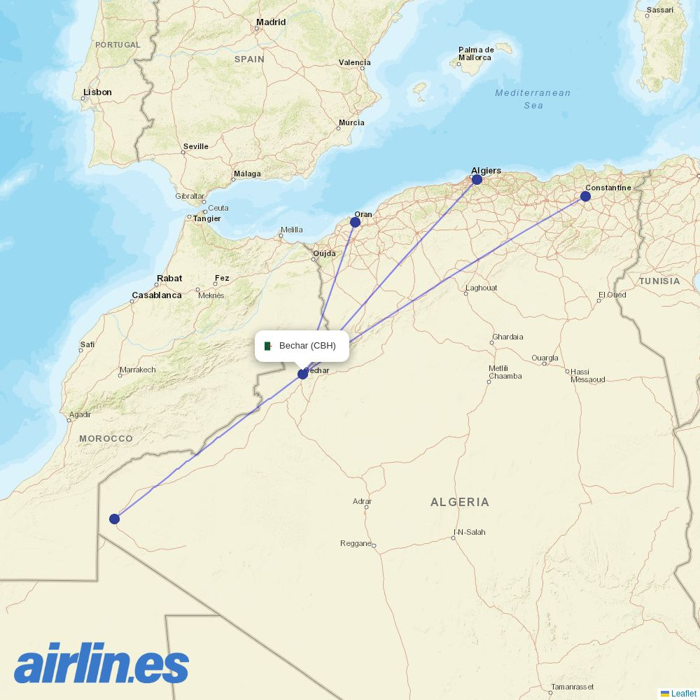 Tassili Airlines at CBH route map
