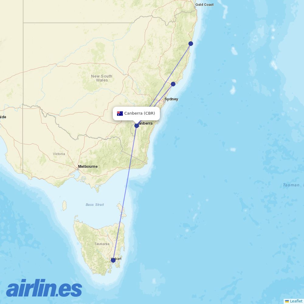 Link Airways from Canberra destination map
