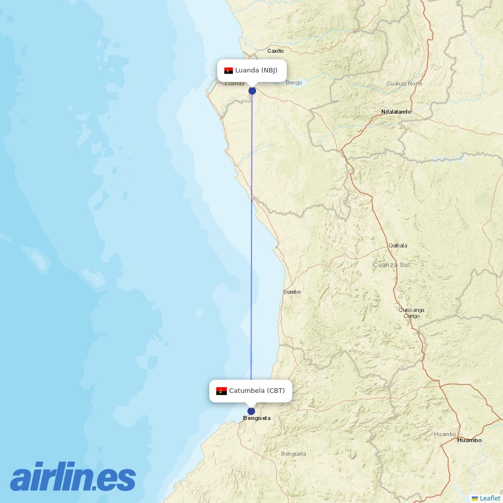 TAAG at CBT route map
