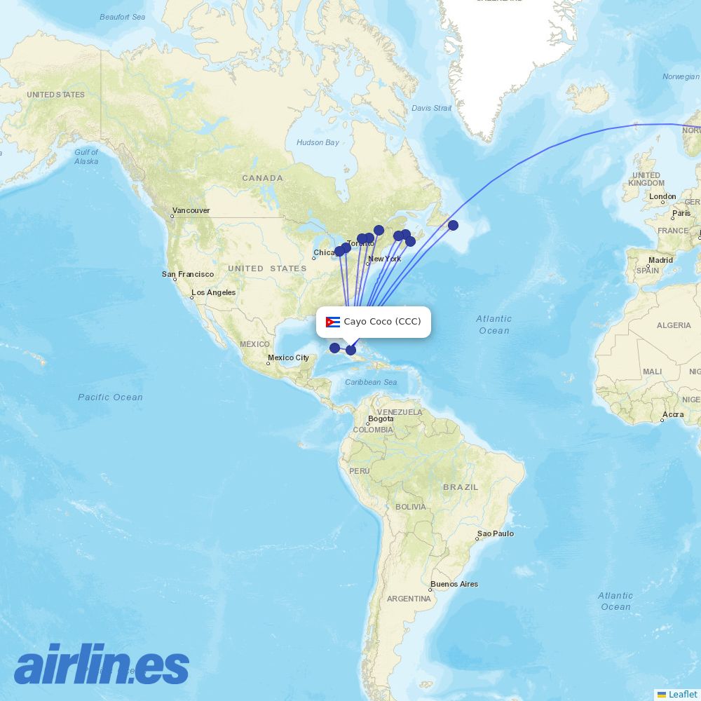 Cubana de Aviacion at CCC route map