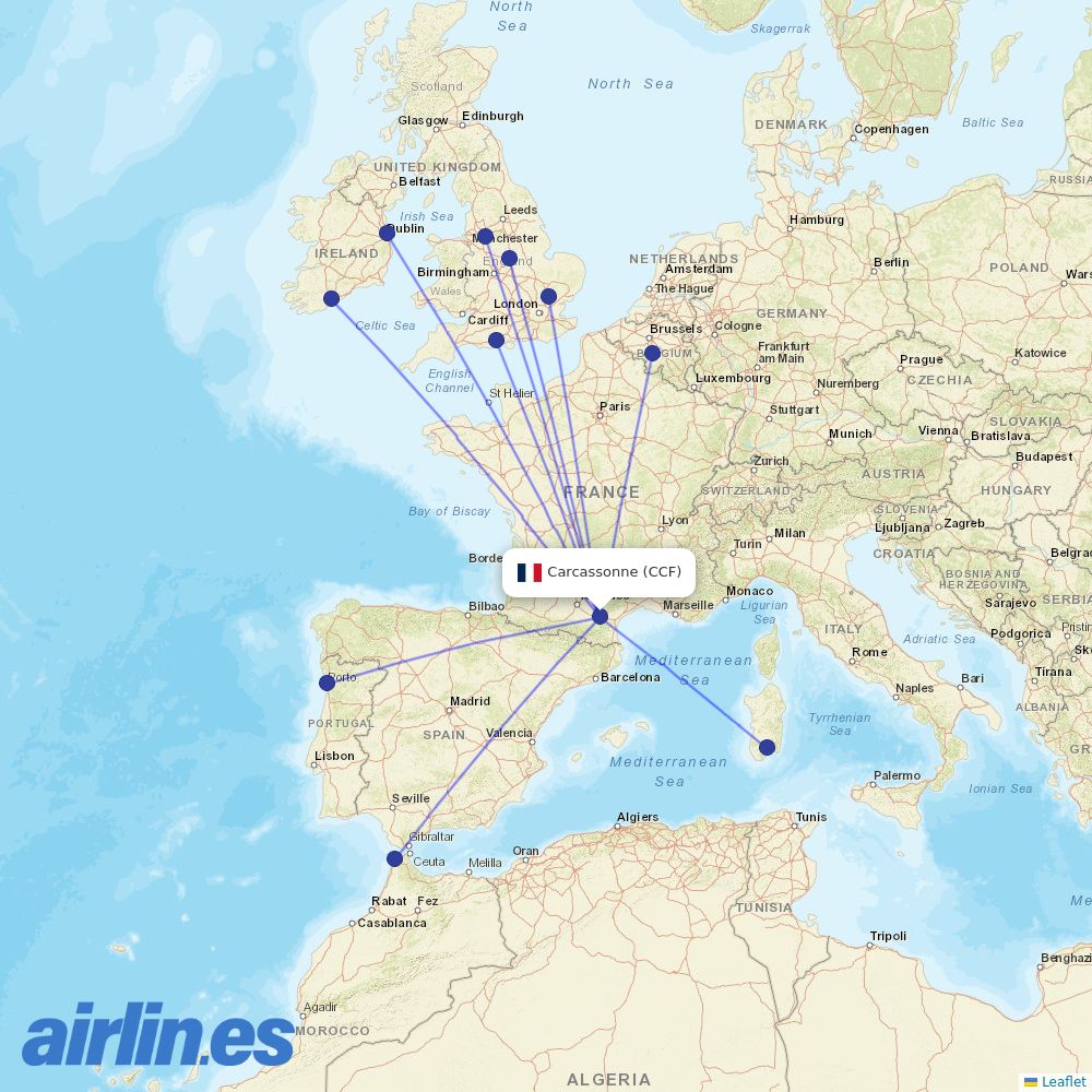 Ryanair from Salvaza destination map
