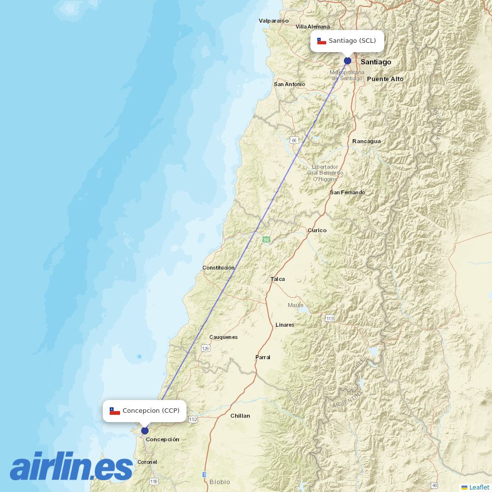 Sky Airline from Carriel Sur International destination map