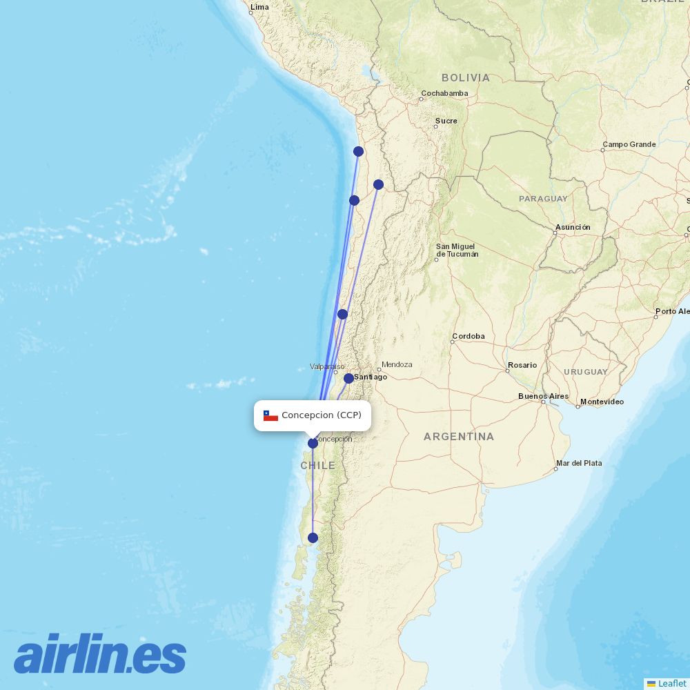 JetSMART from Carriel Sur International destination map