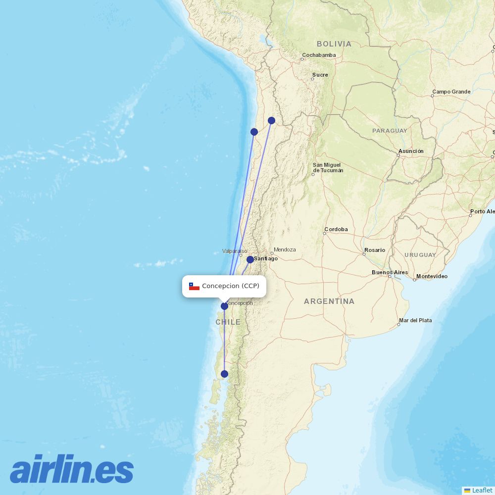 LATAM Airlines from Carriel Sur International destination map