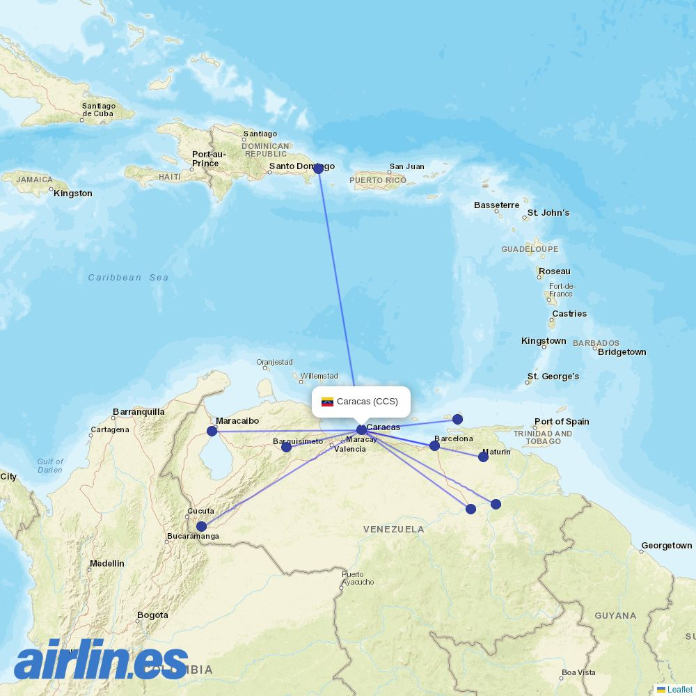 Rutaca Airlines from Simon Bolivar International destination map