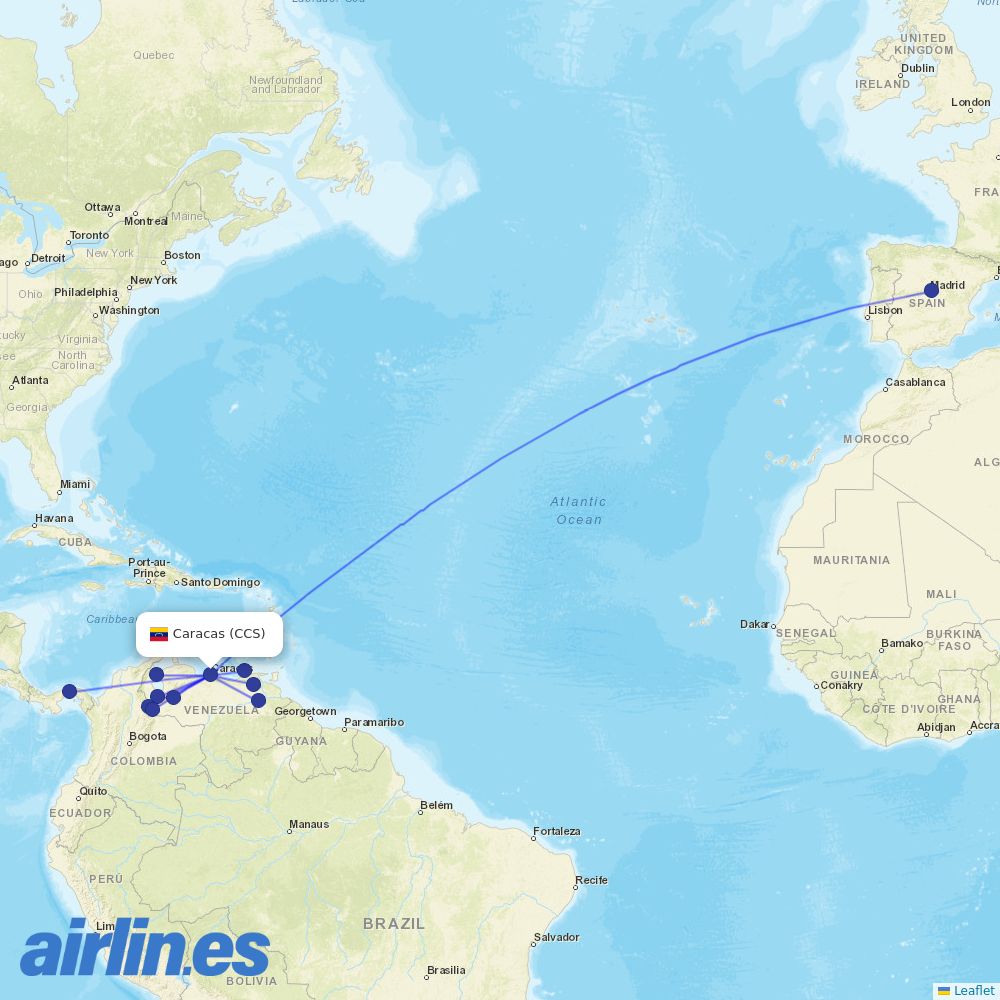 DHL International Aviation ME from Simon Bolivar International destination map