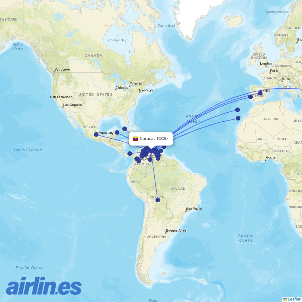 Conviasa at CCS route map