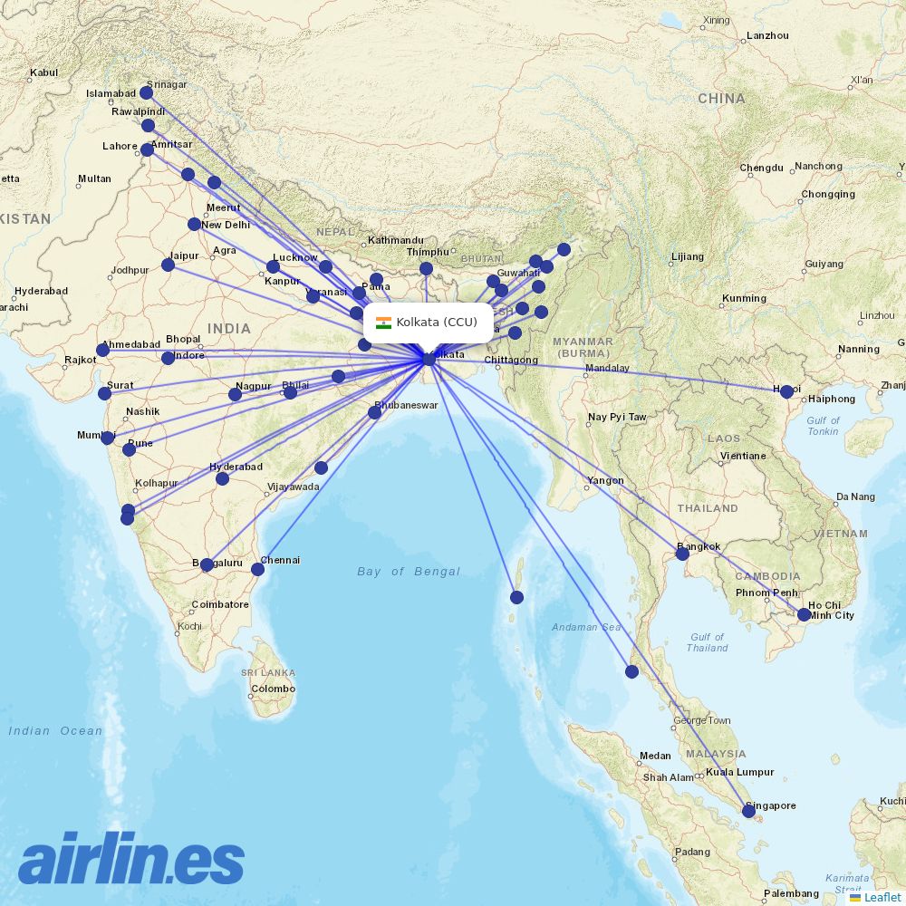 IndiGo at CCU route map