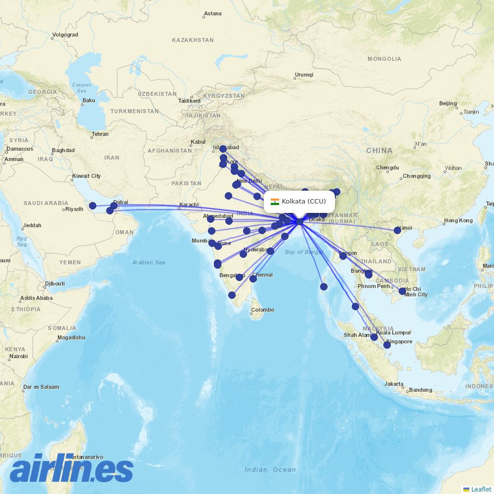 Drukair at CCU route map