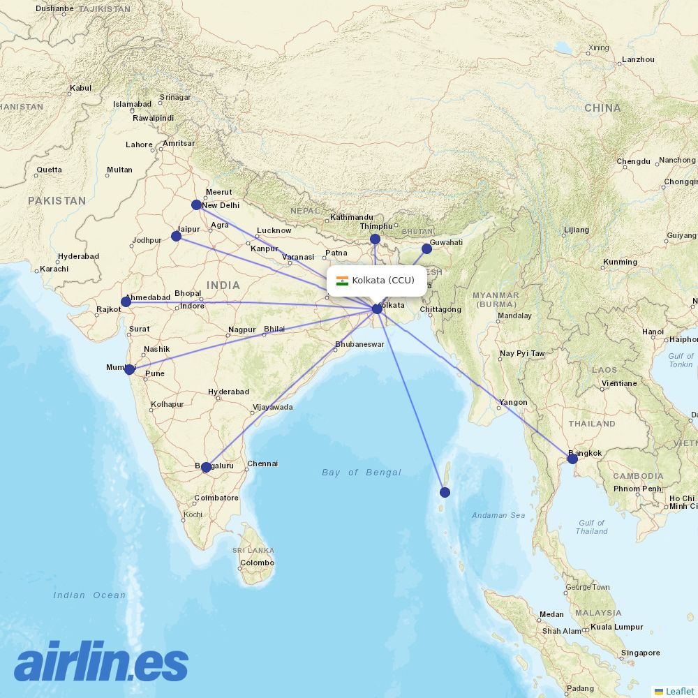 SpiceJet at CCU route map