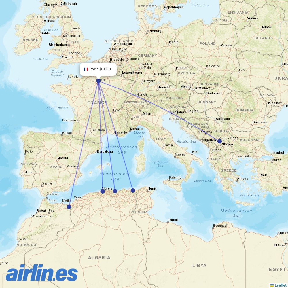 ASL Airlines France at CDG route map