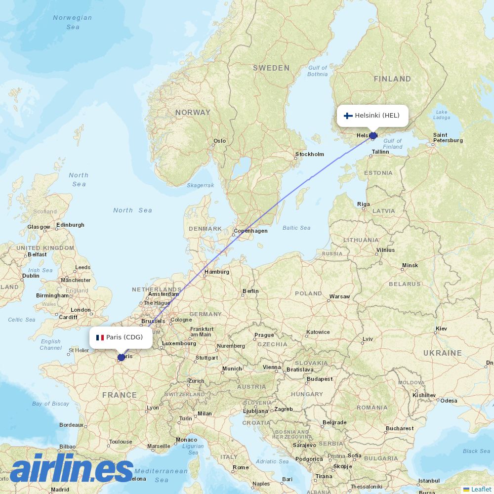 Finnair at CDG route map