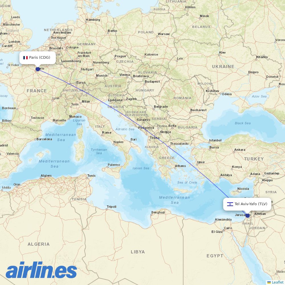 El Al at CDG route map