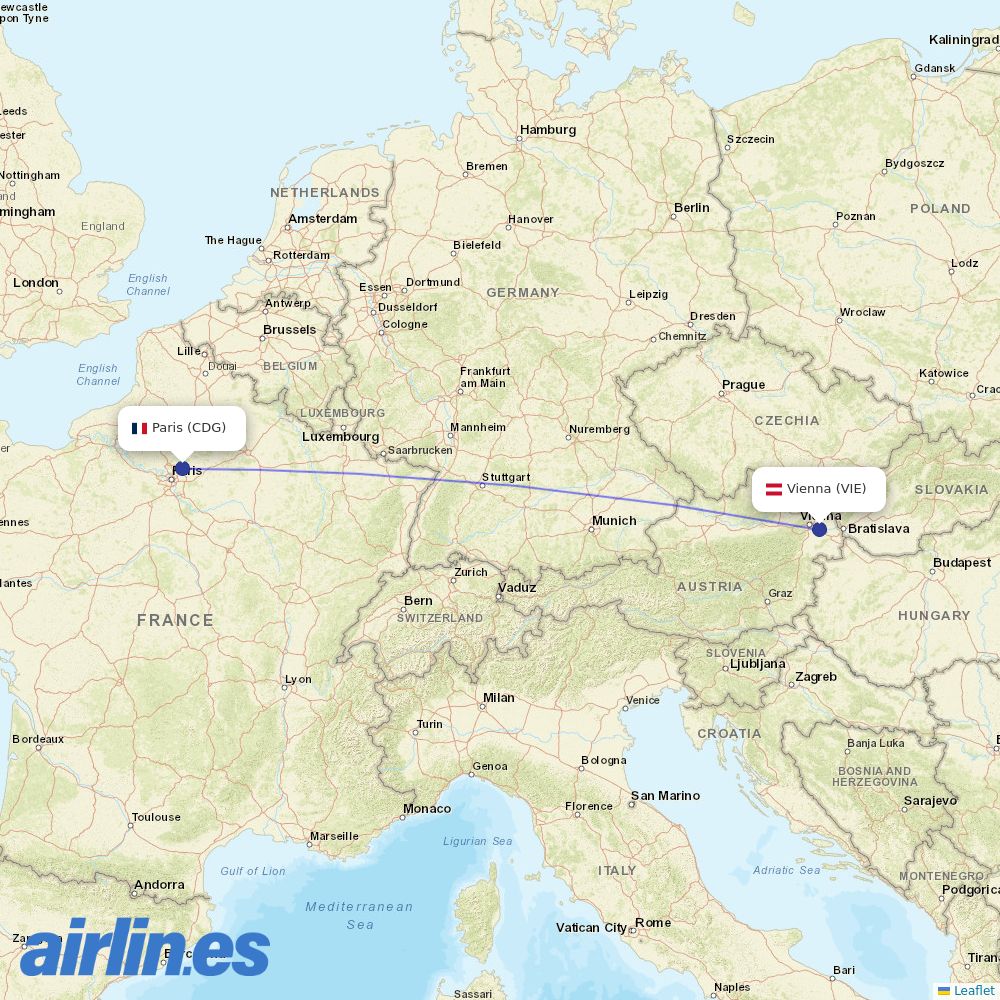 Austrian at CDG route map