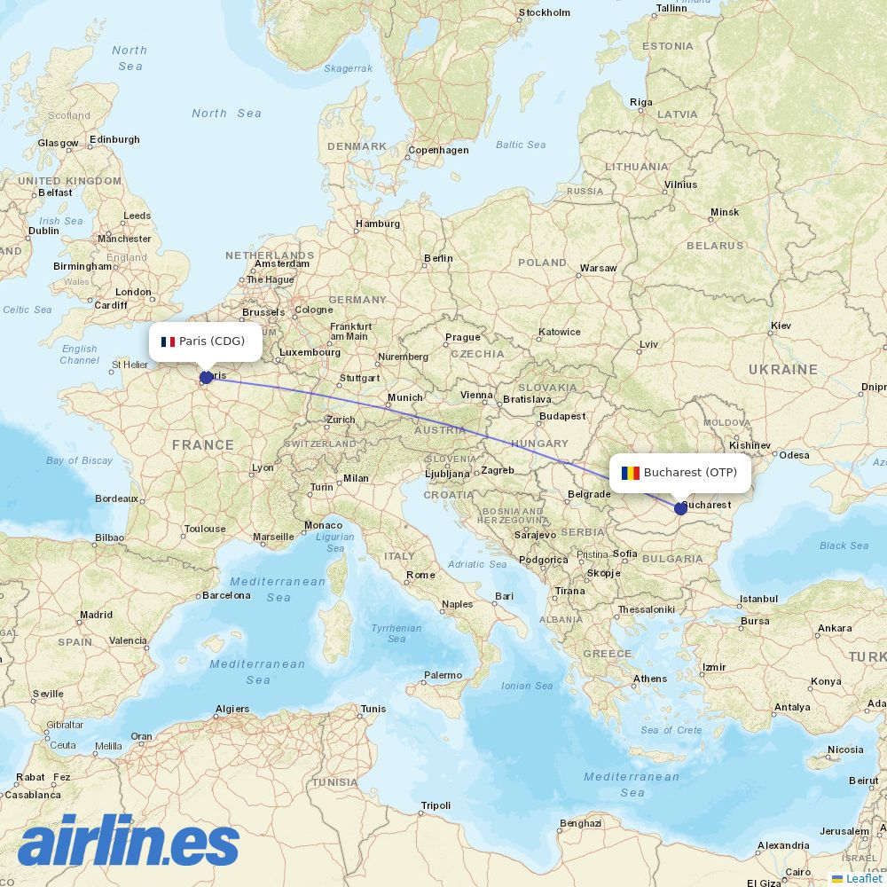 TAROM at CDG route map