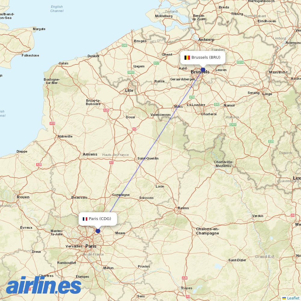 Brussels Airlines at CDG route map