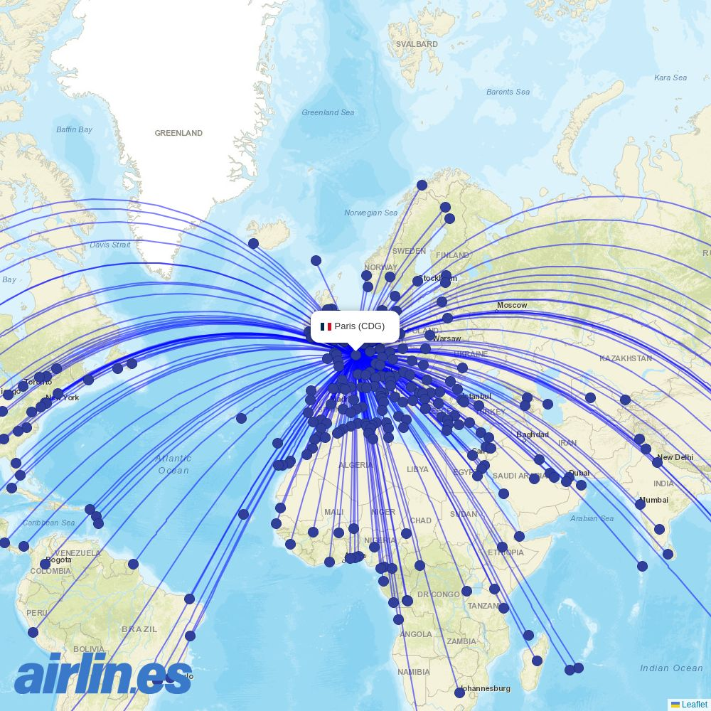 Cabo Verde Airlines at CDG route map