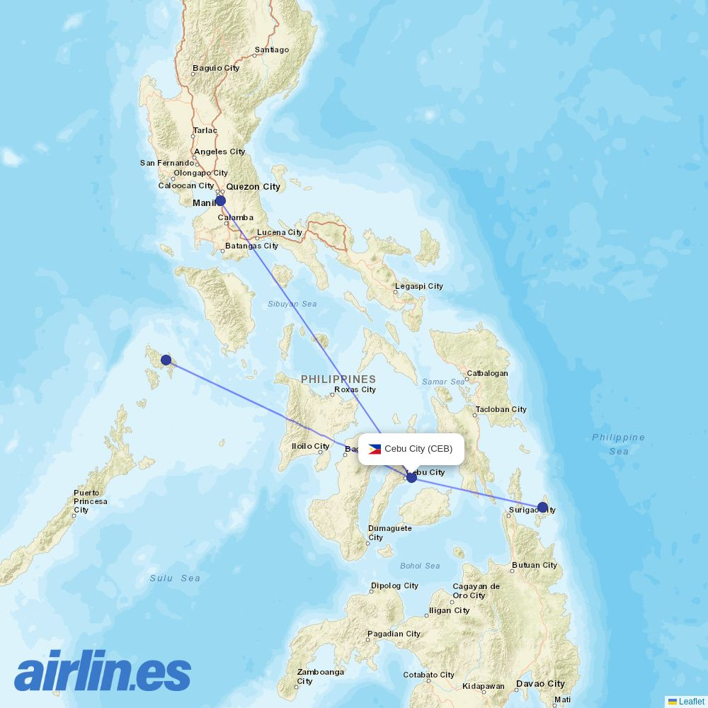 Sunlight Air from Mactan–Cebu International destination map