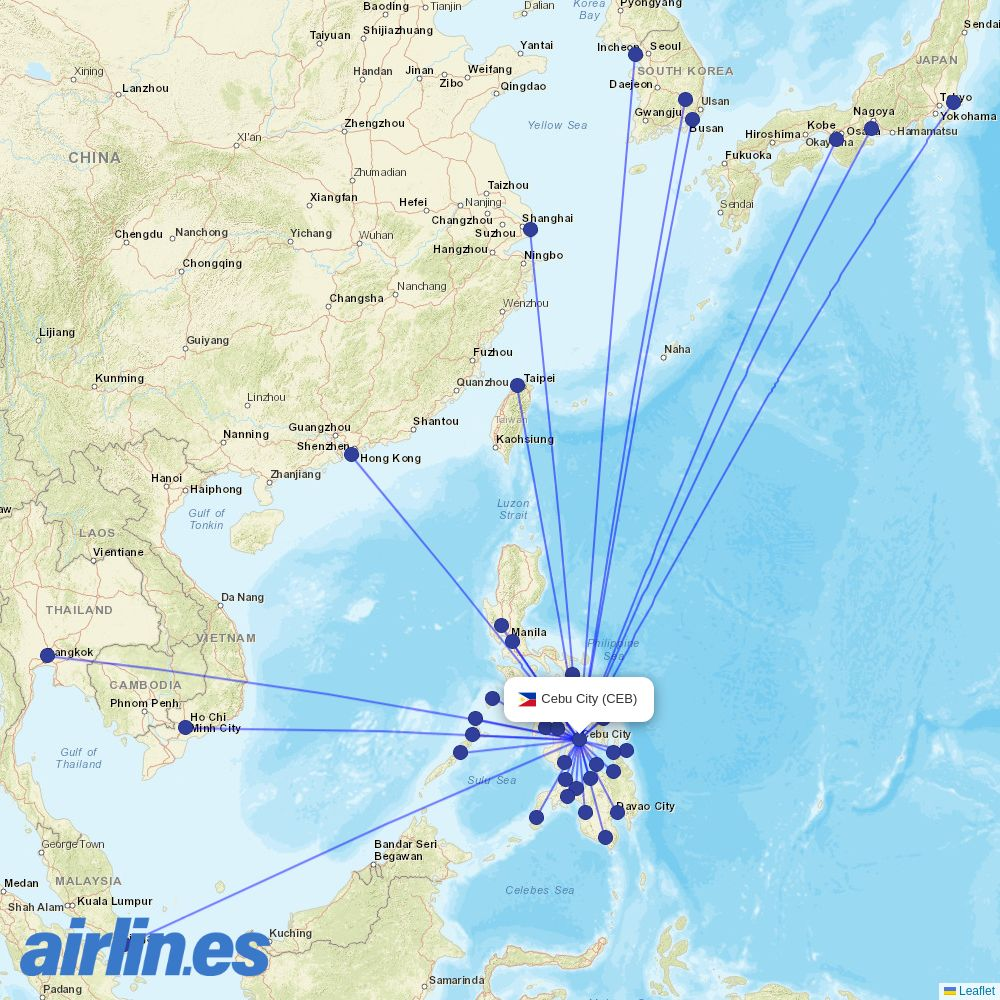 AirSWIFT at CEB route map