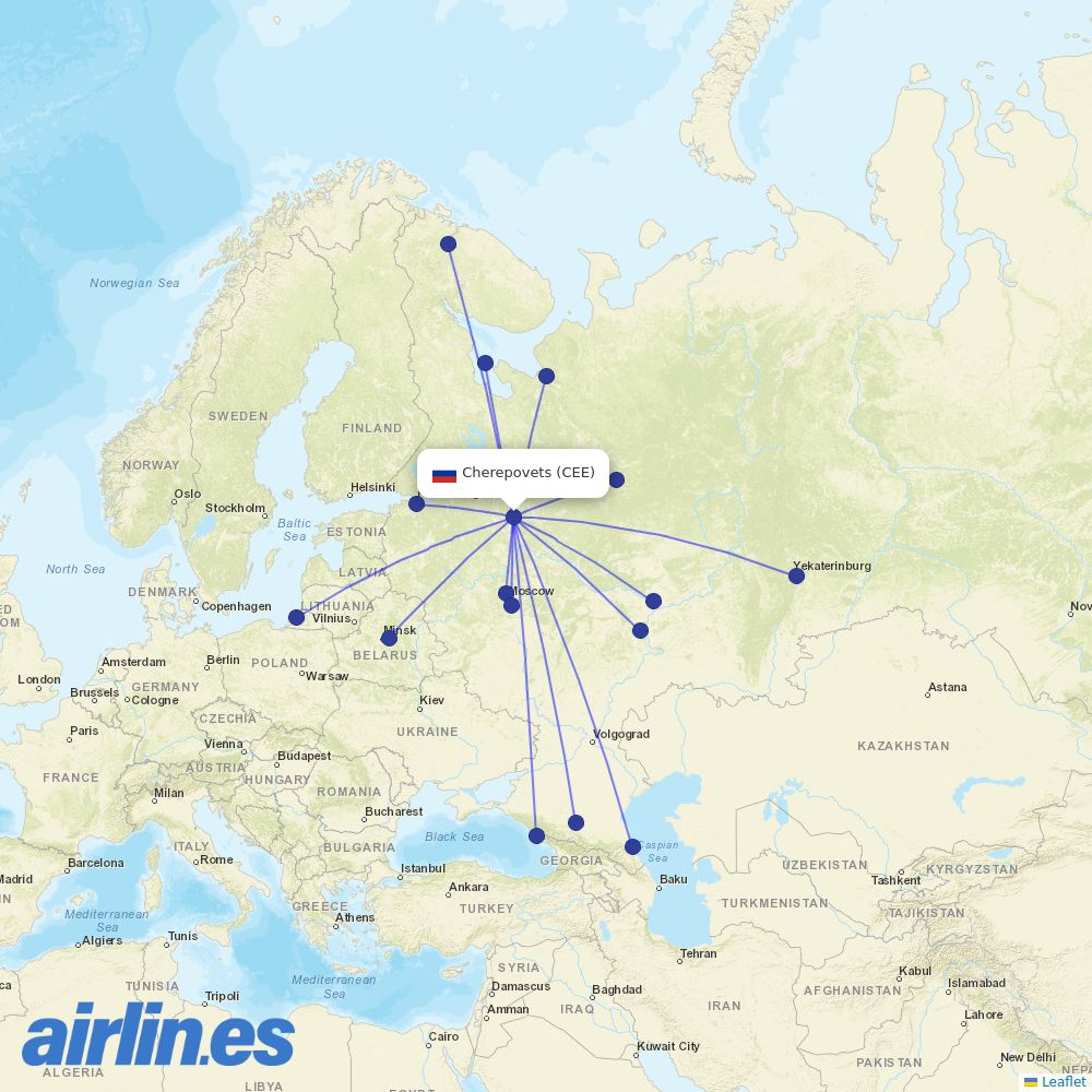 Severstal Avia at CEE route map